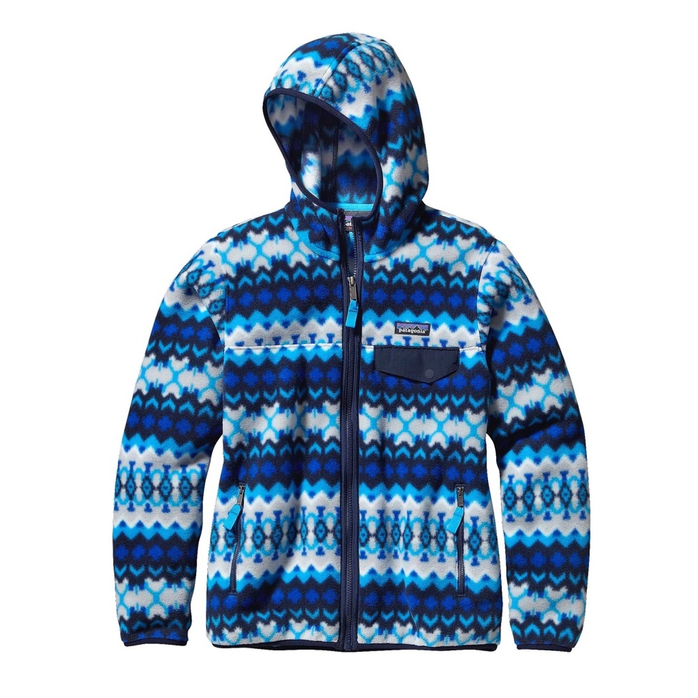 Patagonia white blue fleece zip up hoodie jacket